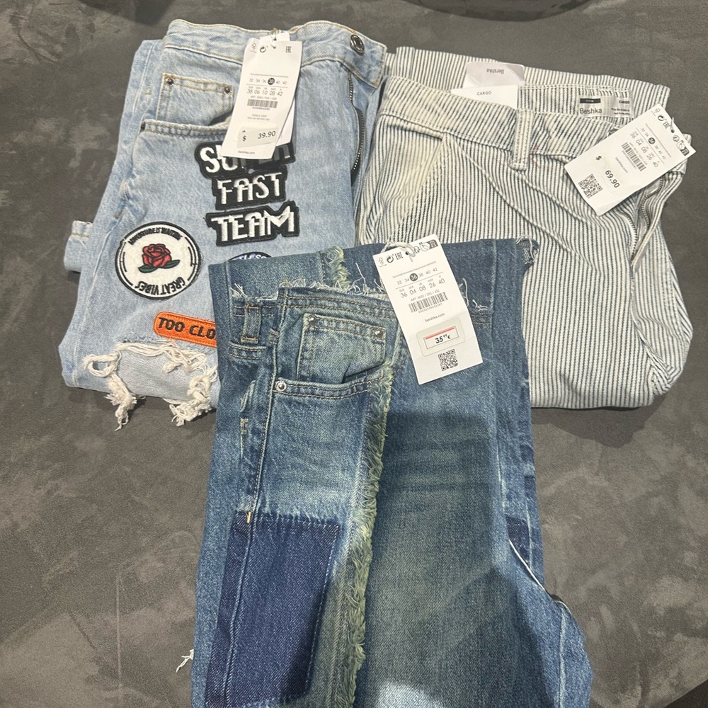 3 new bershka cargo jeans size 36 new